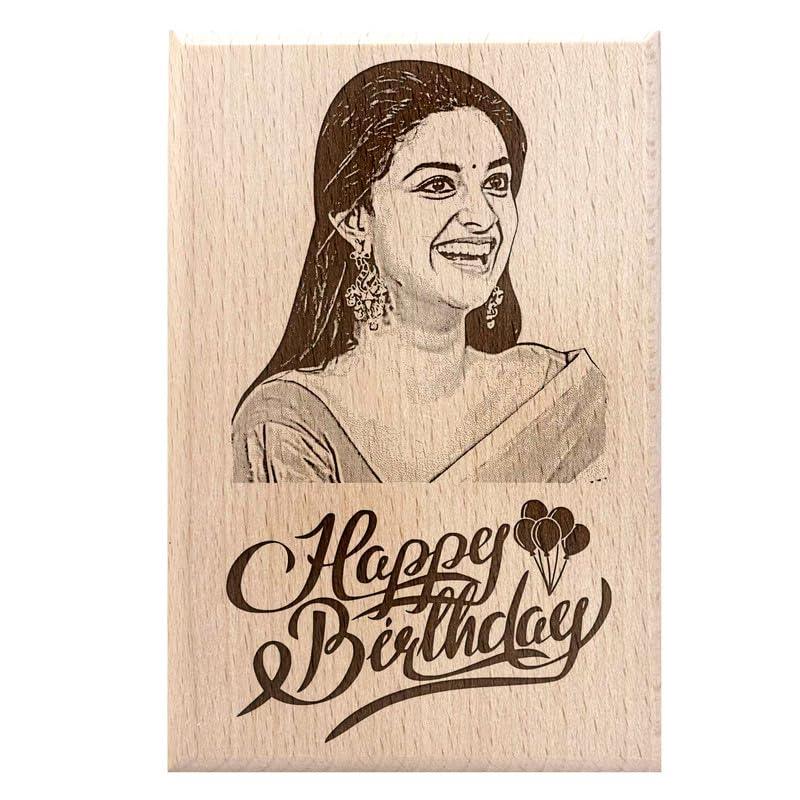Personalized Wooden Engraved Birthday Frame With Picture (5x4 Inches, Wood), Tabletop Rectangular - Gift With Smile