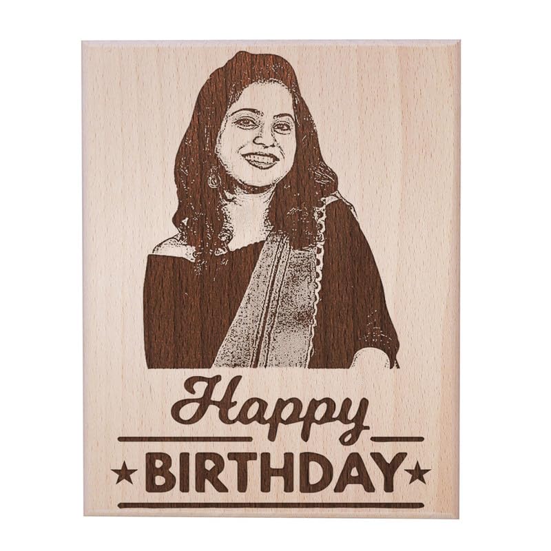 Personalized Wooden Engraved Birthday Frame With Picture (5x4 Inches, Wood), Tabletop Rectangular