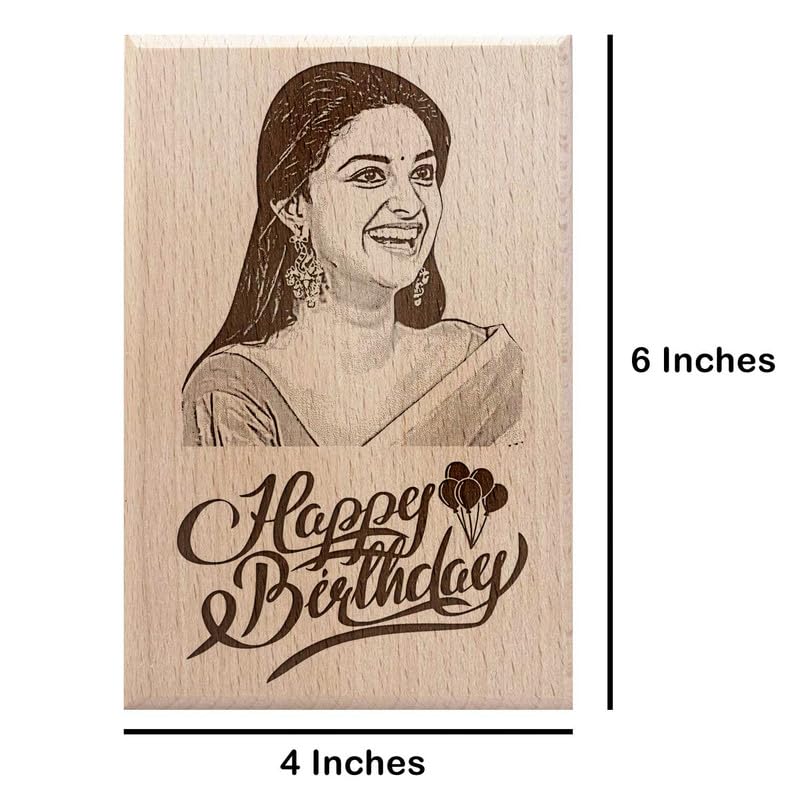 Personalized Wooden Engraved Birthday Frame With Picture (5x4 Inches, Wood), Tabletop Rectangular