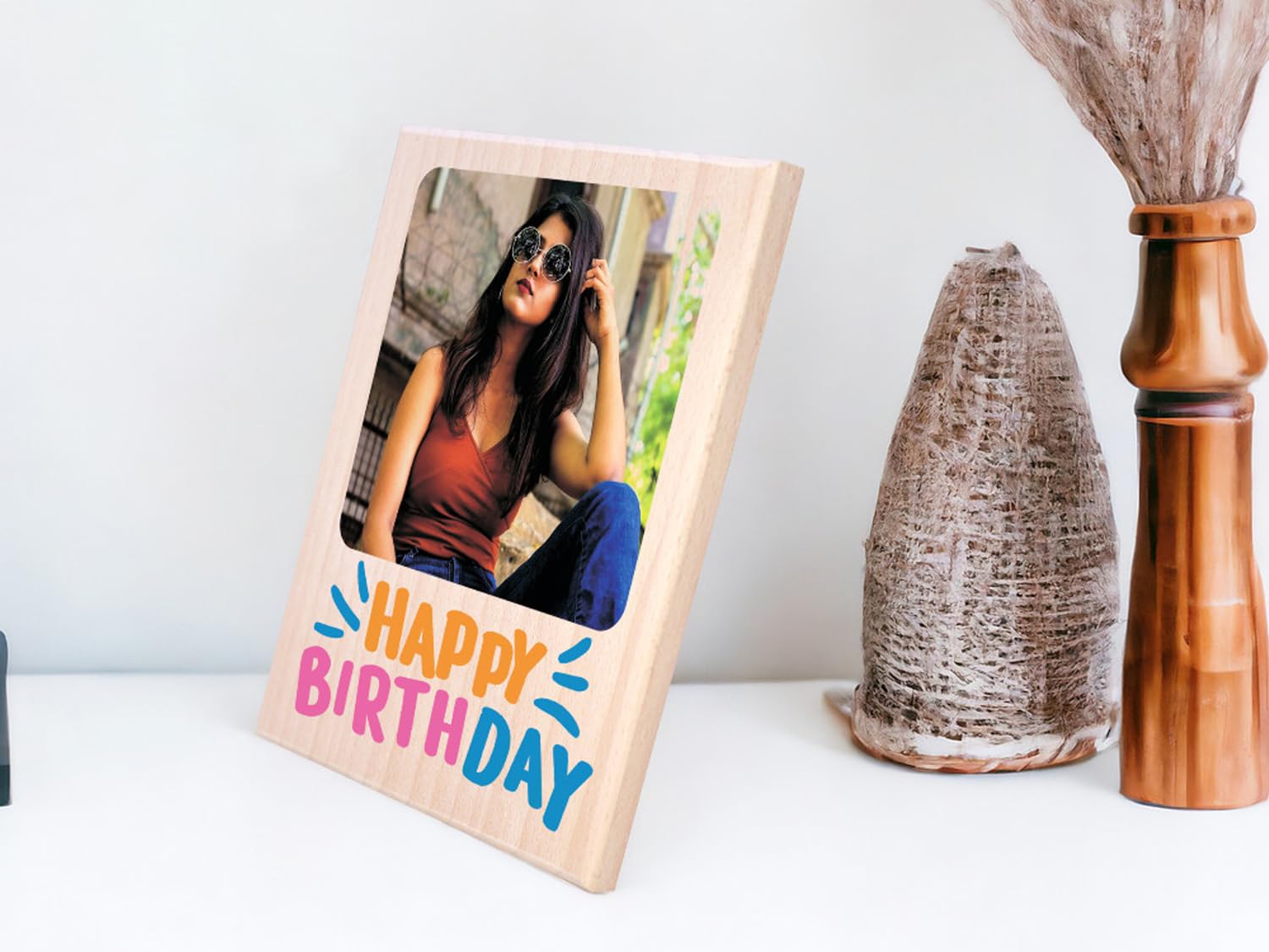 Personalized Wooden Engraved Birthday Frame With Picture (5x4 Inches, Wood), Tabletop Rectangular