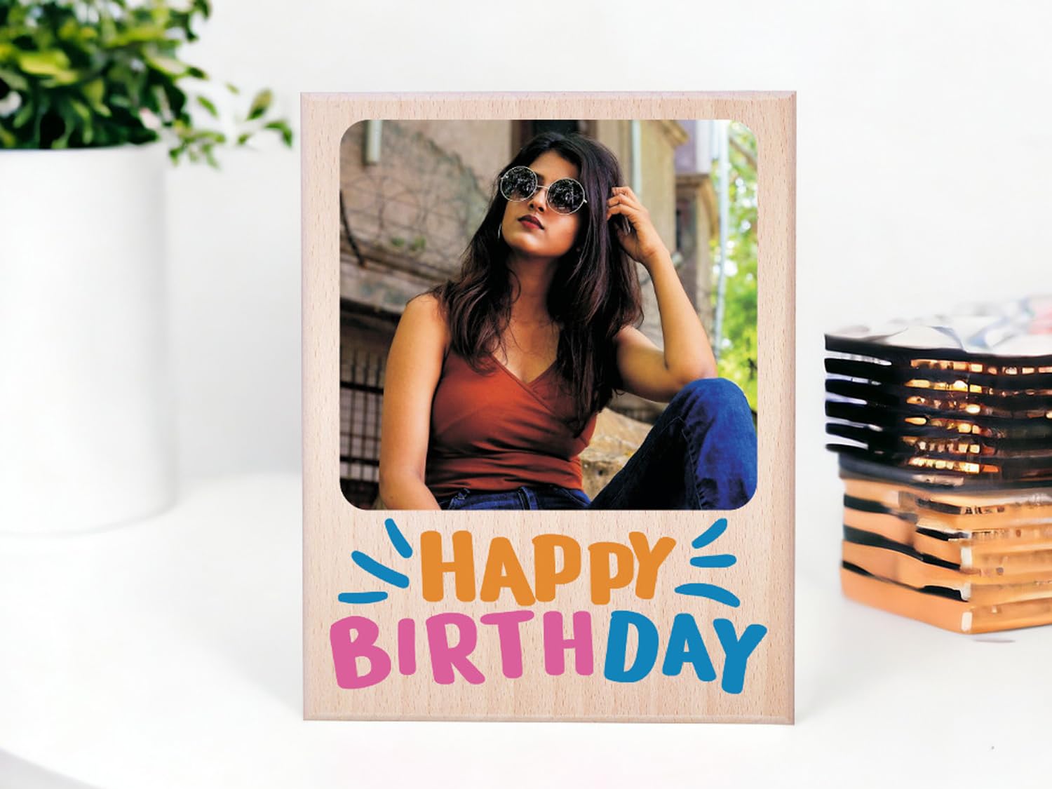 Personalized Wooden Engraved Birthday Frame With Picture (5x4 Inches, Wood), Tabletop Rectangular