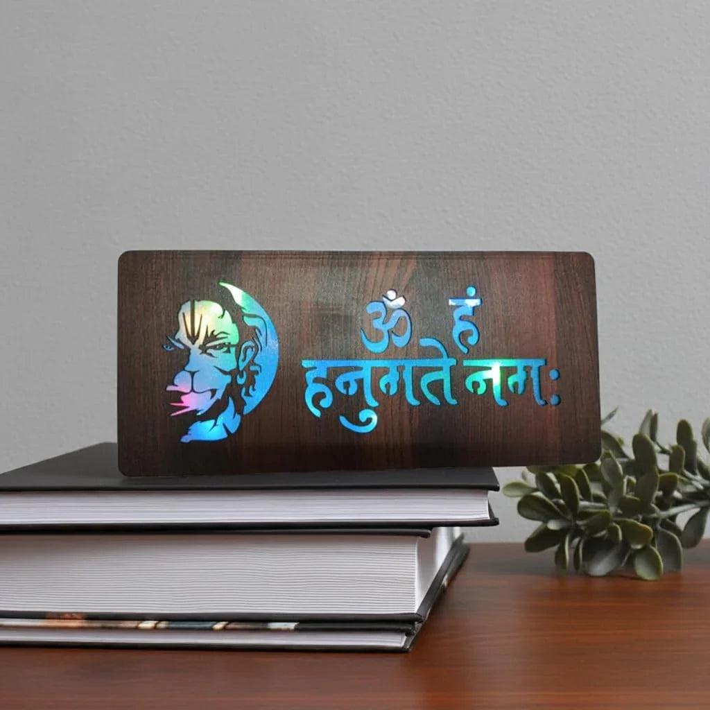 Diwali Gift Item Decorative Light Om Hanumante Namaha Red Green Blue Light Blinking - Gift With Smile