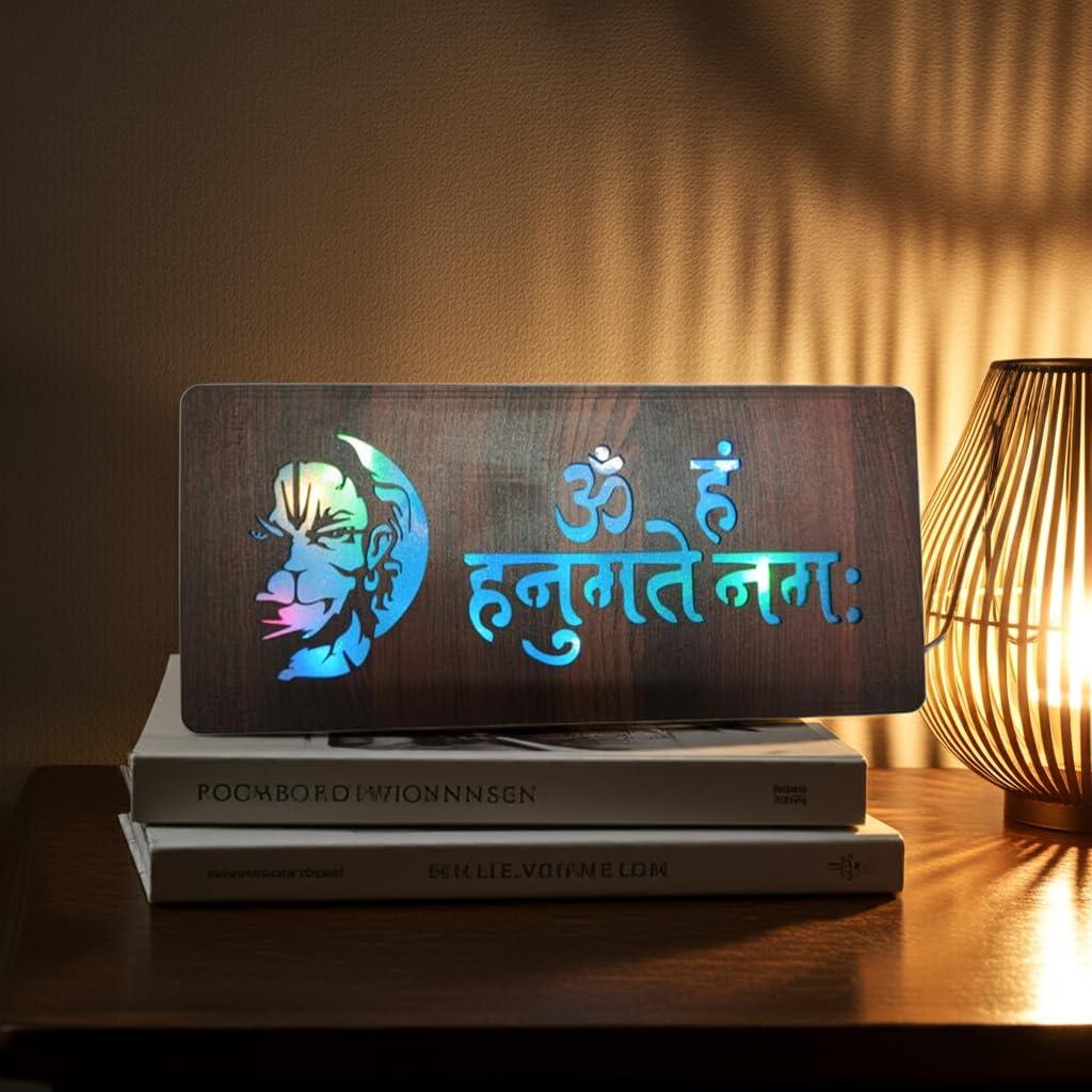 Diwali Gift Item Decorative Light Om Hanumante Namaha Red Green Blue Light Blinking - Gift With Smile