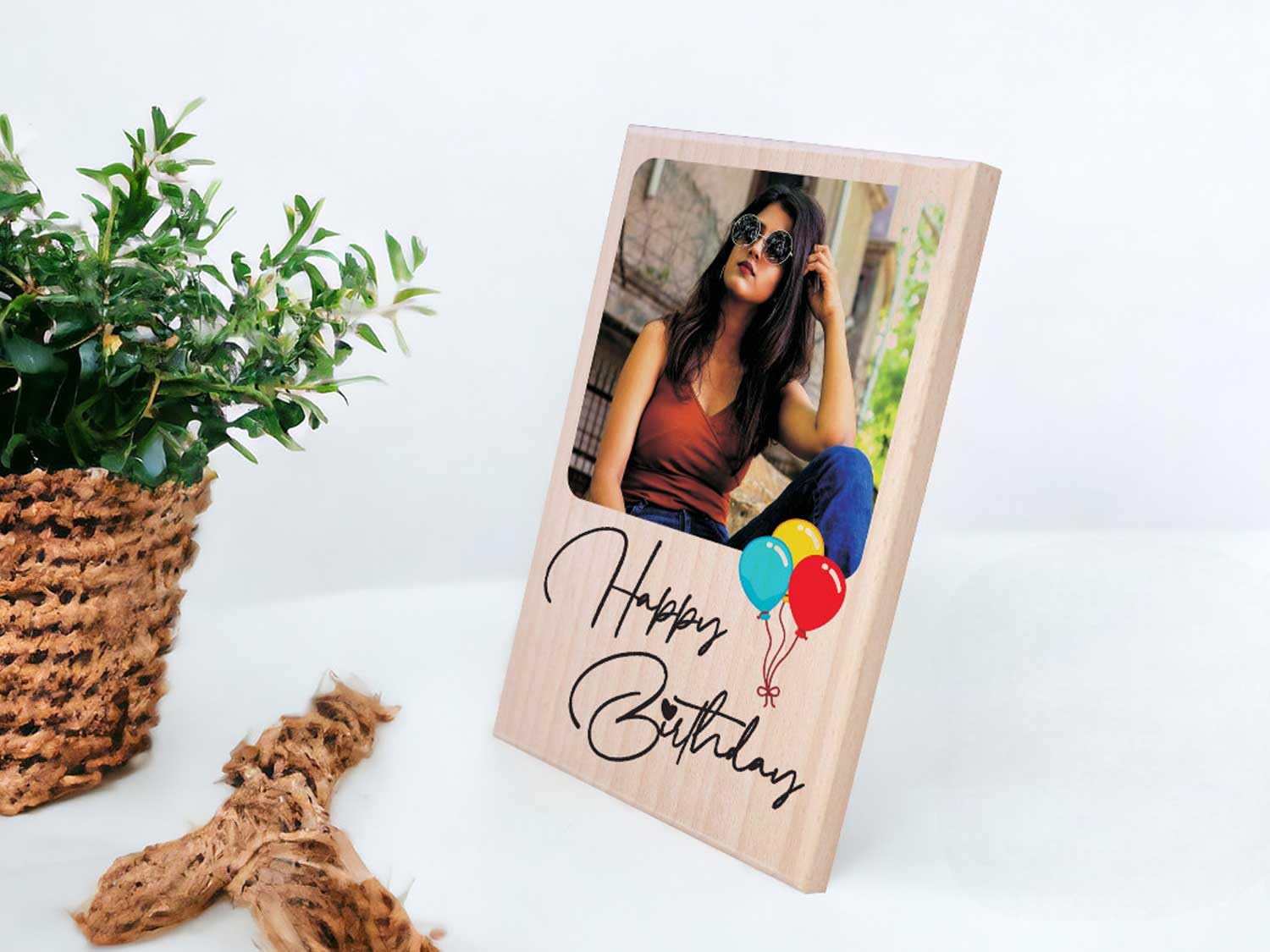 Personalized Wooden Engraved Birthday Frame With Picture (5x4 Inches, Wood), Tabletop Rectangular