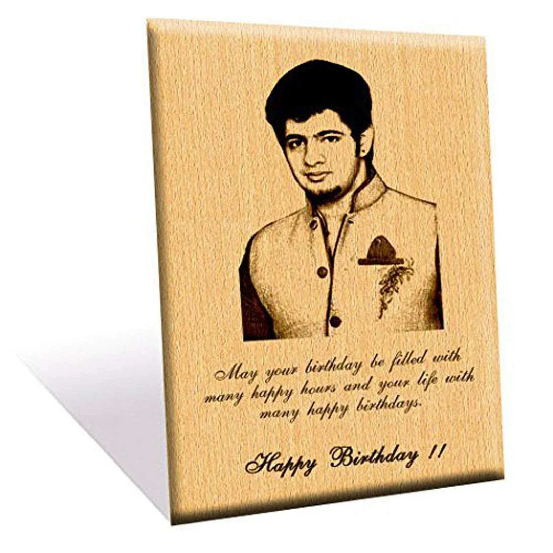 Personalized Wooden Engraved Birthday Frame With Picture (5x4 Inches, Wood), Tabletop Rectangular - Gift With Smile