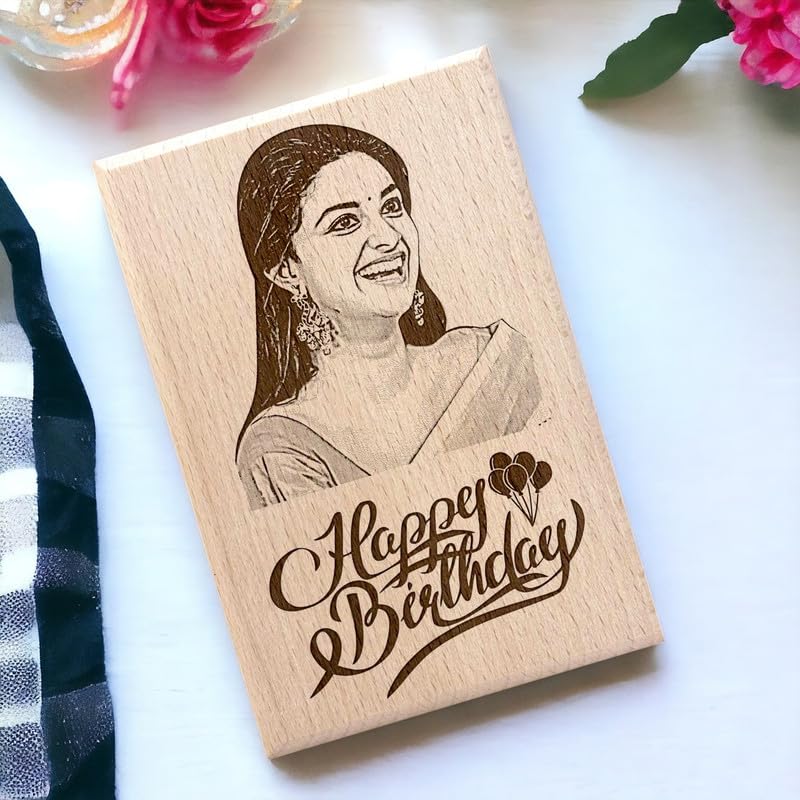 Personalized Wooden Engraved Birthday Frame With Picture (5x4 Inches, Wood), Tabletop Rectangular