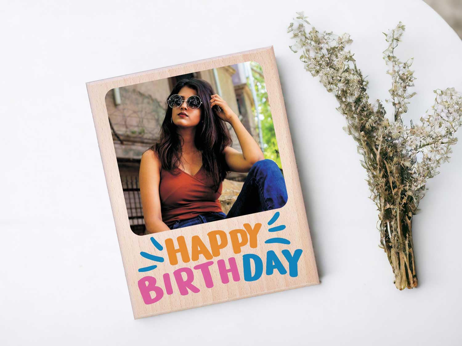 Personalized Wooden Engraved Birthday Frame With Picture (5x4 Inches, Wood), Tabletop Rectangular