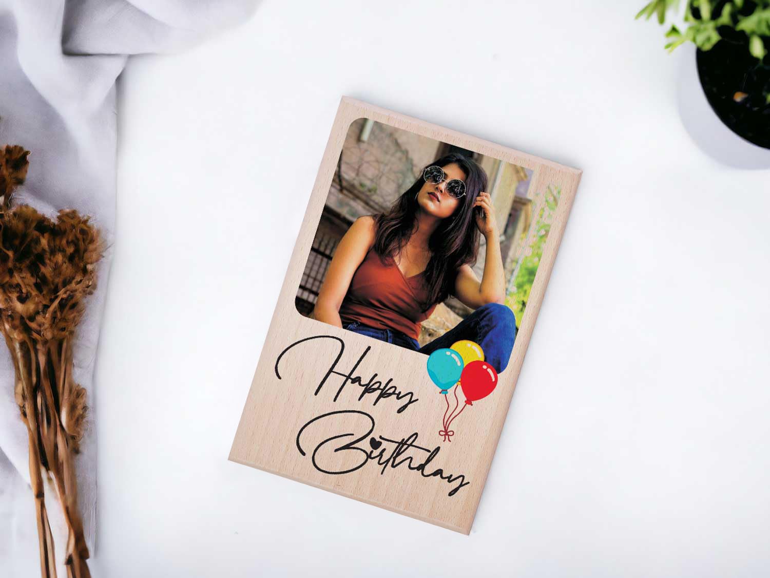 Personalized Wooden Engraved Birthday Frame With Picture (5x4 Inches, Wood), Tabletop Rectangular