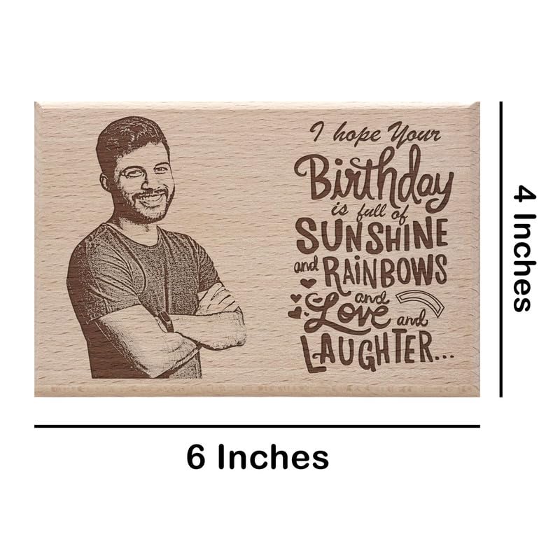 Personalized Wooden Engraved Birthday Frame With Picture (5x4 Inches, Wood), Tabletop Rectangular