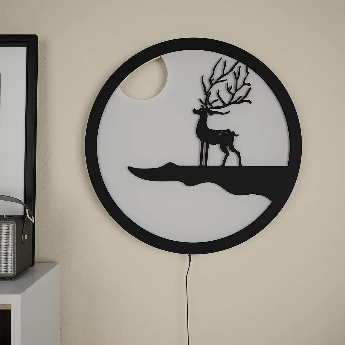 Reindeer Designer Wooden Backlit Wall Art with Remote