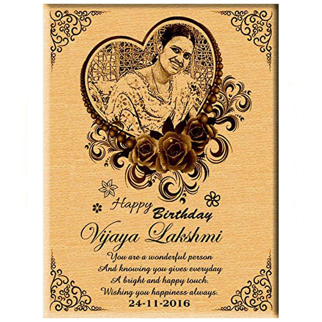 Personalized Wooden Engraved Birthday Frame With Picture (5x4 Inches, Wood), Tabletop Rectangular - Gift With Smile