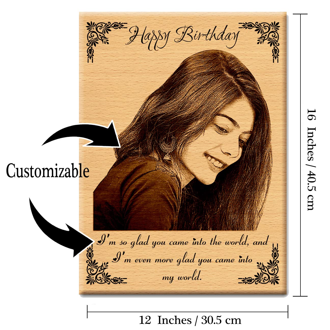 Personalized Wooden Engraved Birthday Frame With Picture (5x4 Inches, Wood), Tabletop Rectangular