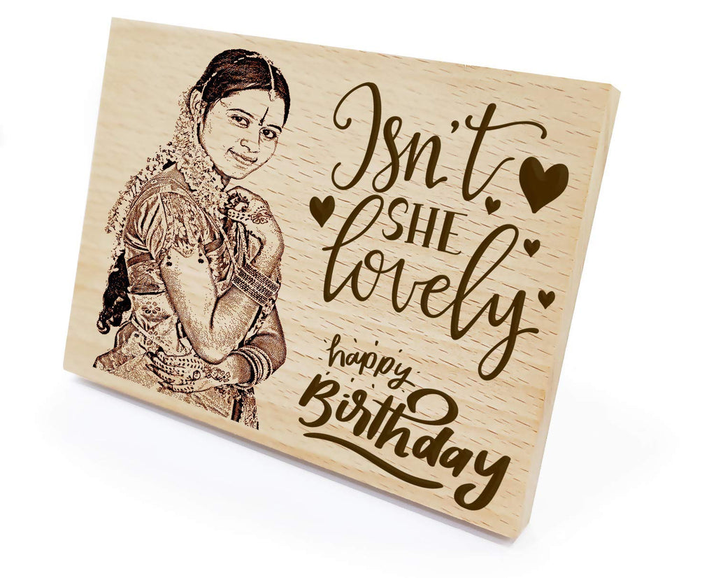 Personalized Wooden Engraved Birthday Frame With Picture (5x4 Inches, Wood), Tabletop Rectangular