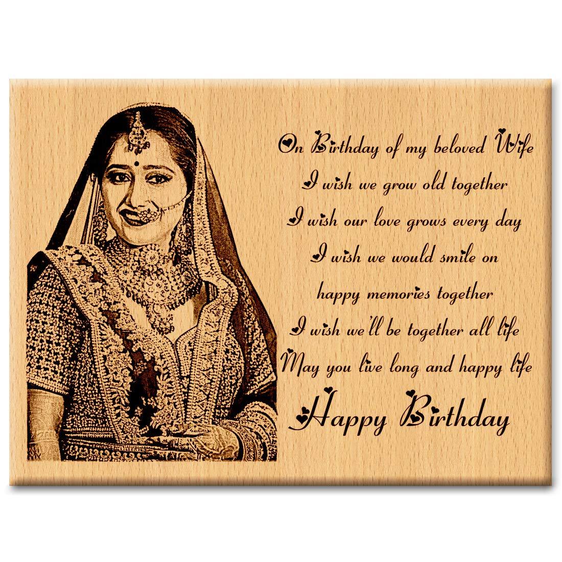 Personalized Wooden Engraved Birthday Frame With Picture (5x4 Inches, Wood), Tabletop Rectangular - Gift With Smile