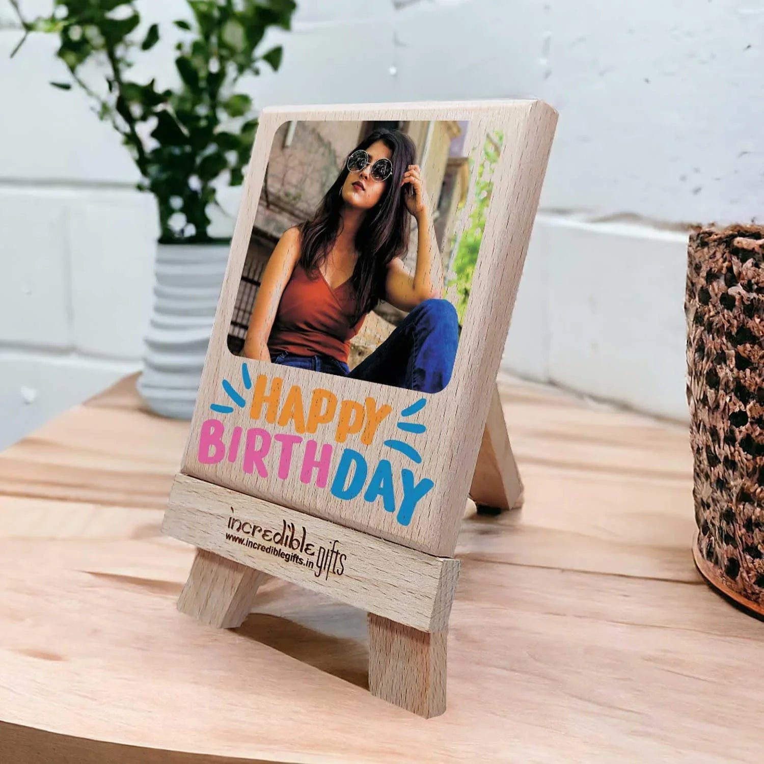 Personalized Wooden Engraved Birthday Frame With Picture (5x4 Inches, Wood), Tabletop Rectangular - Gift With Smile