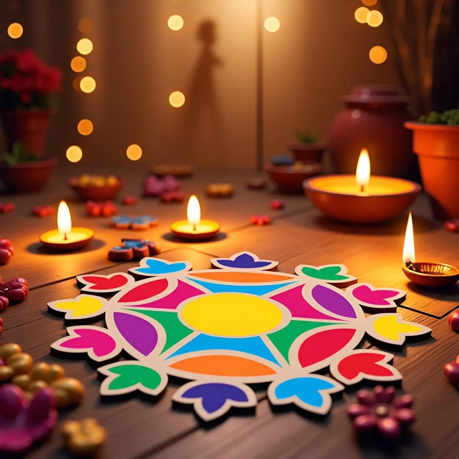 Diya - Bati Rangoli Stencil (MDF Cutout) - Gift With Smile