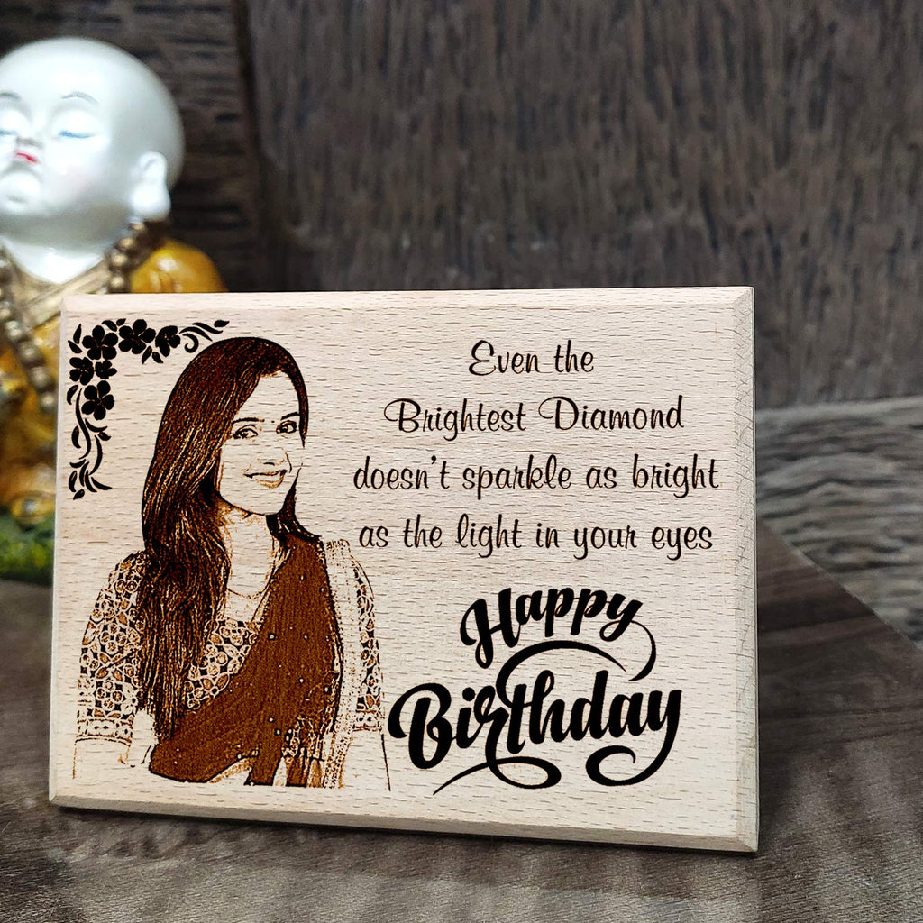 Personalized Wooden Engraved Birthday Frame With Picture (5x4 Inches, Wood), Tabletop Rectangular