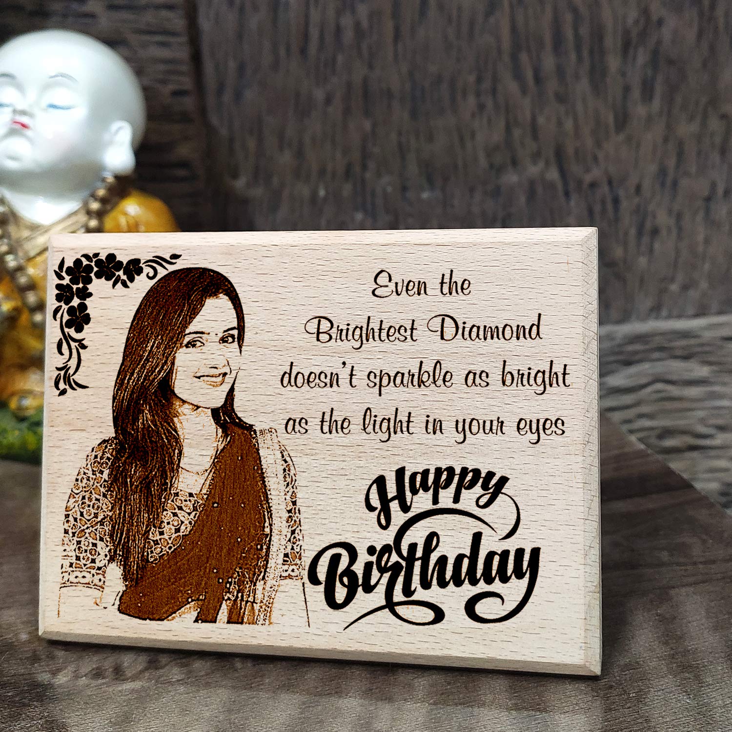 Personalized Wooden Engraved Birthday Frame With Picture (5x4 Inches, Wood), Tabletop Rectangular