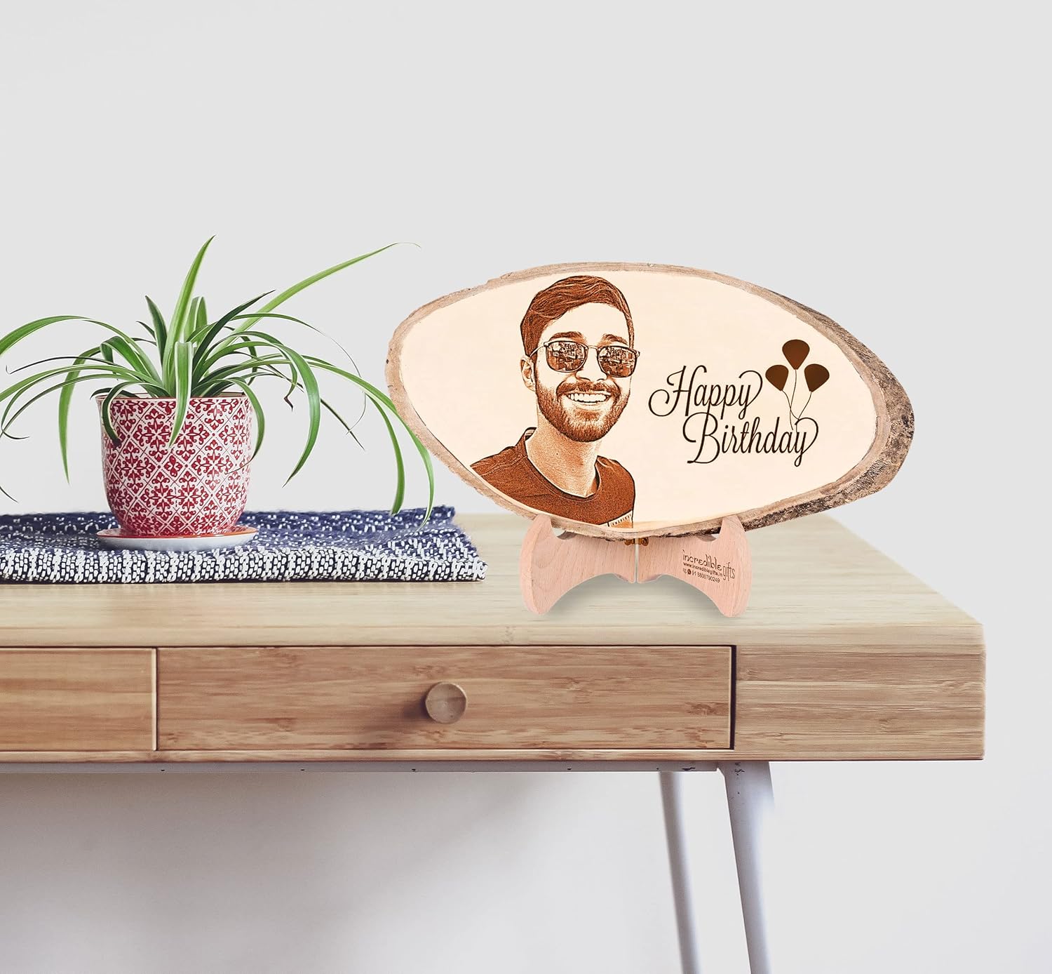 Personalized Wooden Engraved Birthday Frame With Picture (5x4 Inches, Wood), Tabletop Rectangular