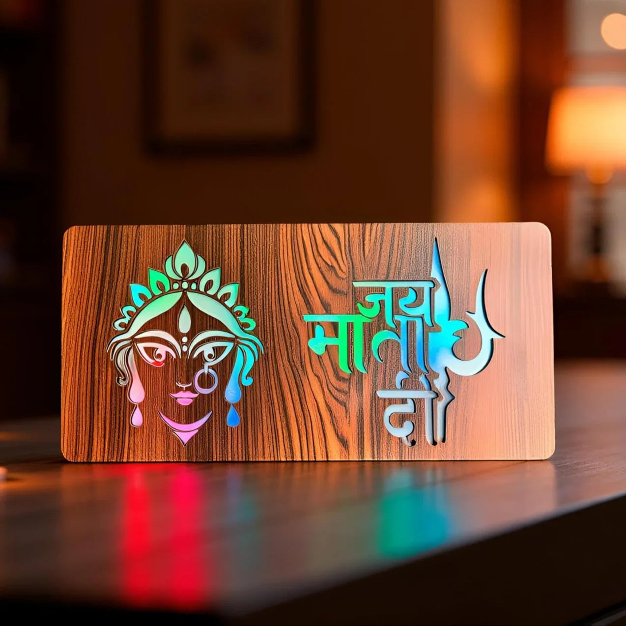 Diwali Gift Item Decorative Light Jai MATA Di Red Green Blue Light Blinking - Gift With Smile