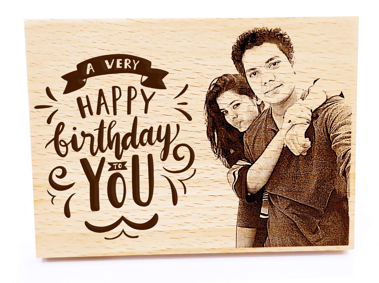 Personalized Wooden Engraved Birthday Frame With Picture (5x4 Inches, Wood), Tabletop Rectangular