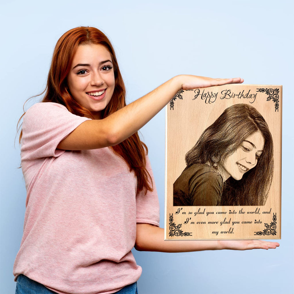 Personalized Wooden Engraved Birthday Frame With Picture (5x4 Inches, Wood), Tabletop Rectangular