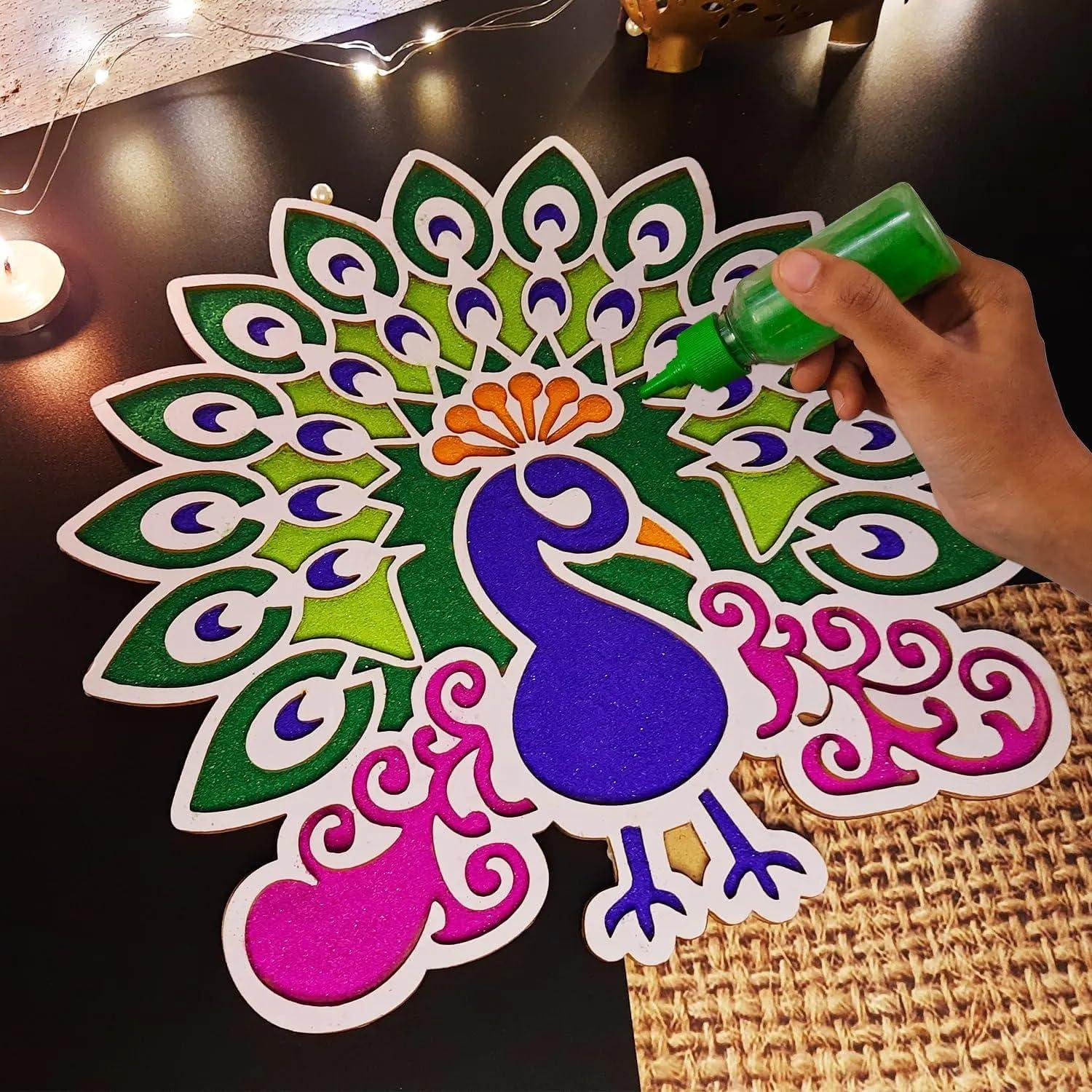 Peacock Rangoli Stencil (MDF Cutout) - Gift With Smile