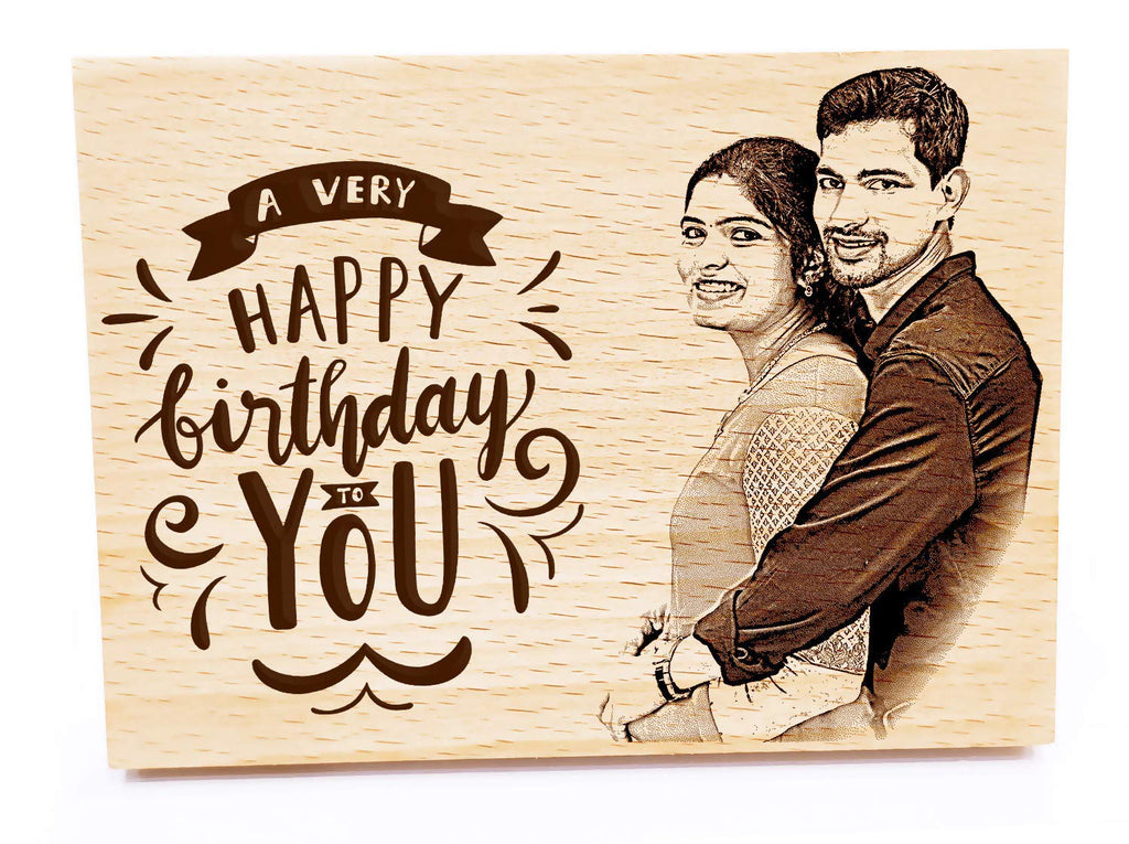 Personalized Wooden Engraved Birthday Frame With Picture (5x4 Inches, Wood), Tabletop Rectangular
