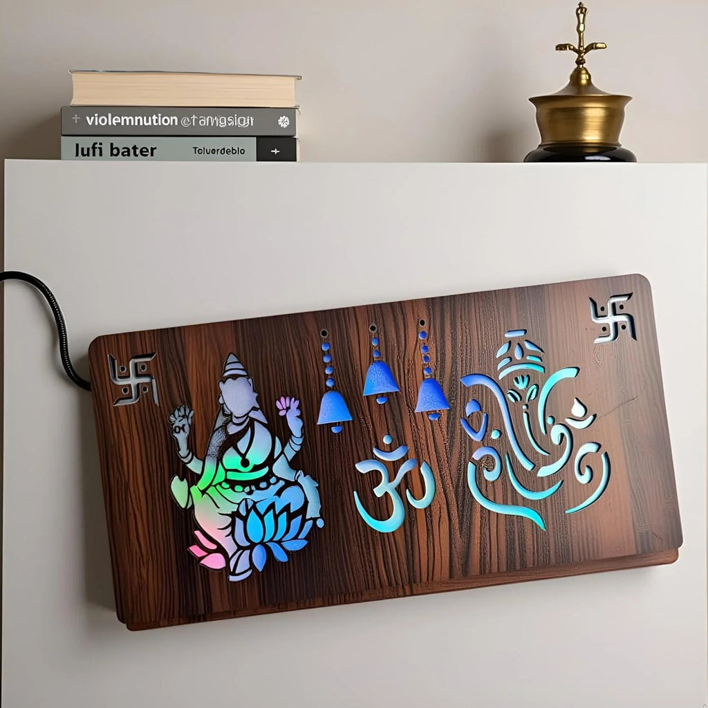 Diwali Gift Item Decorative Light Lakshmi Ganesh Red Green Blue Light Blinking - Gift With Smile