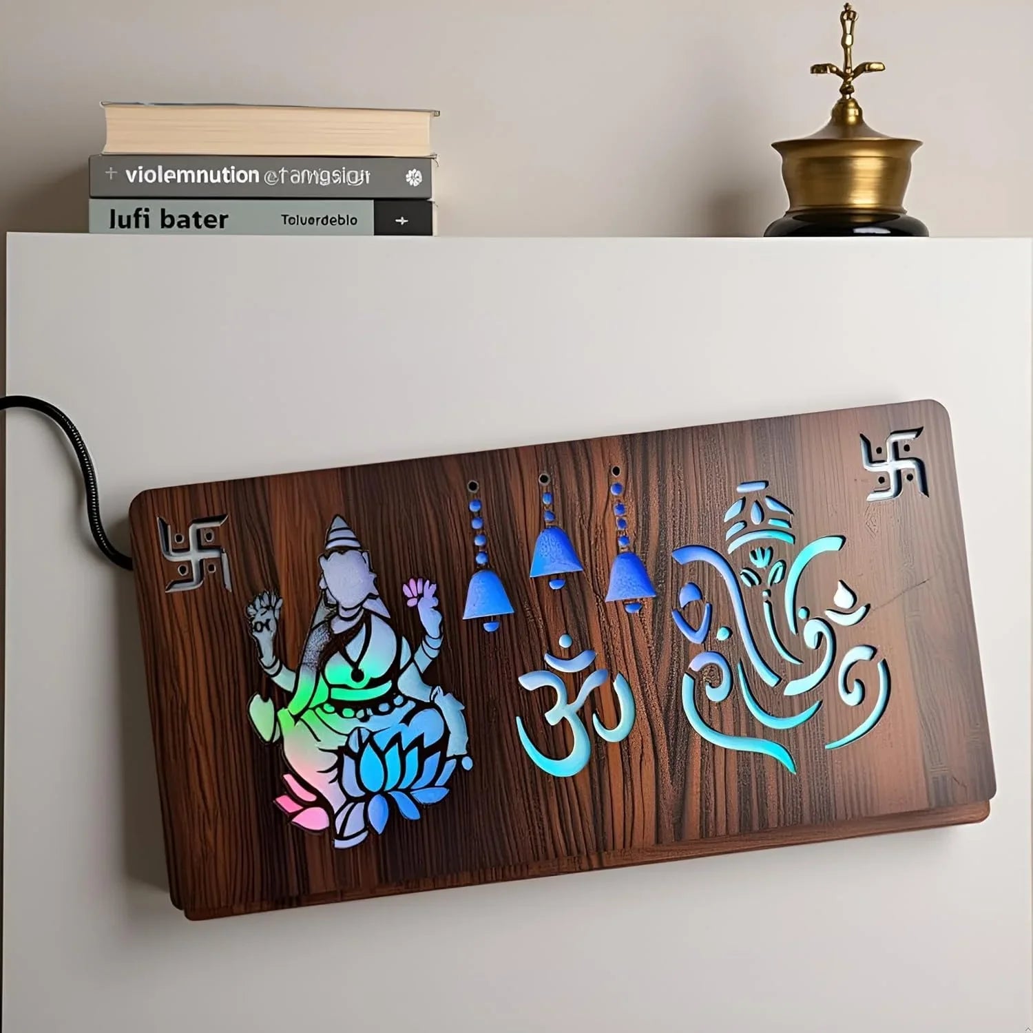 Diwali Gift Item Decorative Light Lakshmi Ganesh Red Green Blue Light Blinking - Gift With Smile
