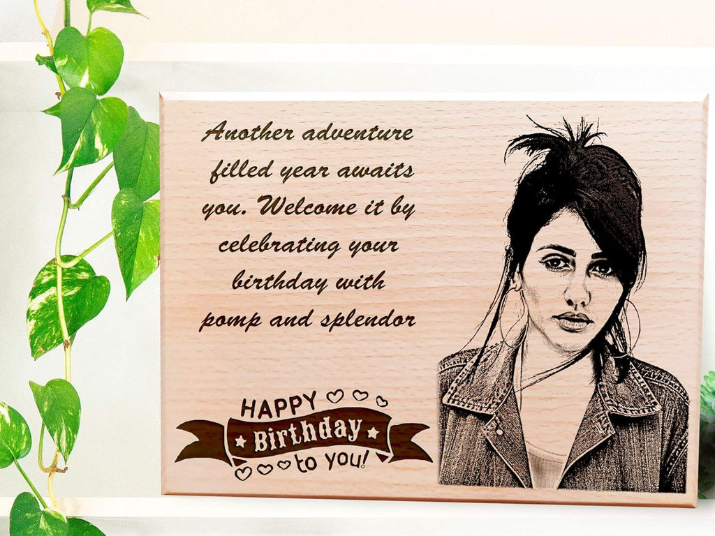 Personalized Wooden Engraved Birthday Frame With Picture (5x4 Inches, Wood), Tabletop Rectangular