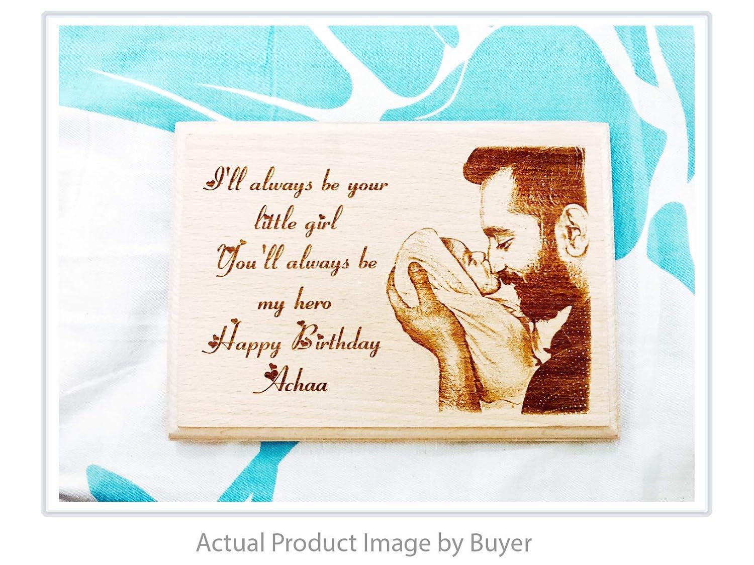 Personalized Wooden Engraved Birthday Frame With Picture (5x4 Inches, Wood), Tabletop Rectangular