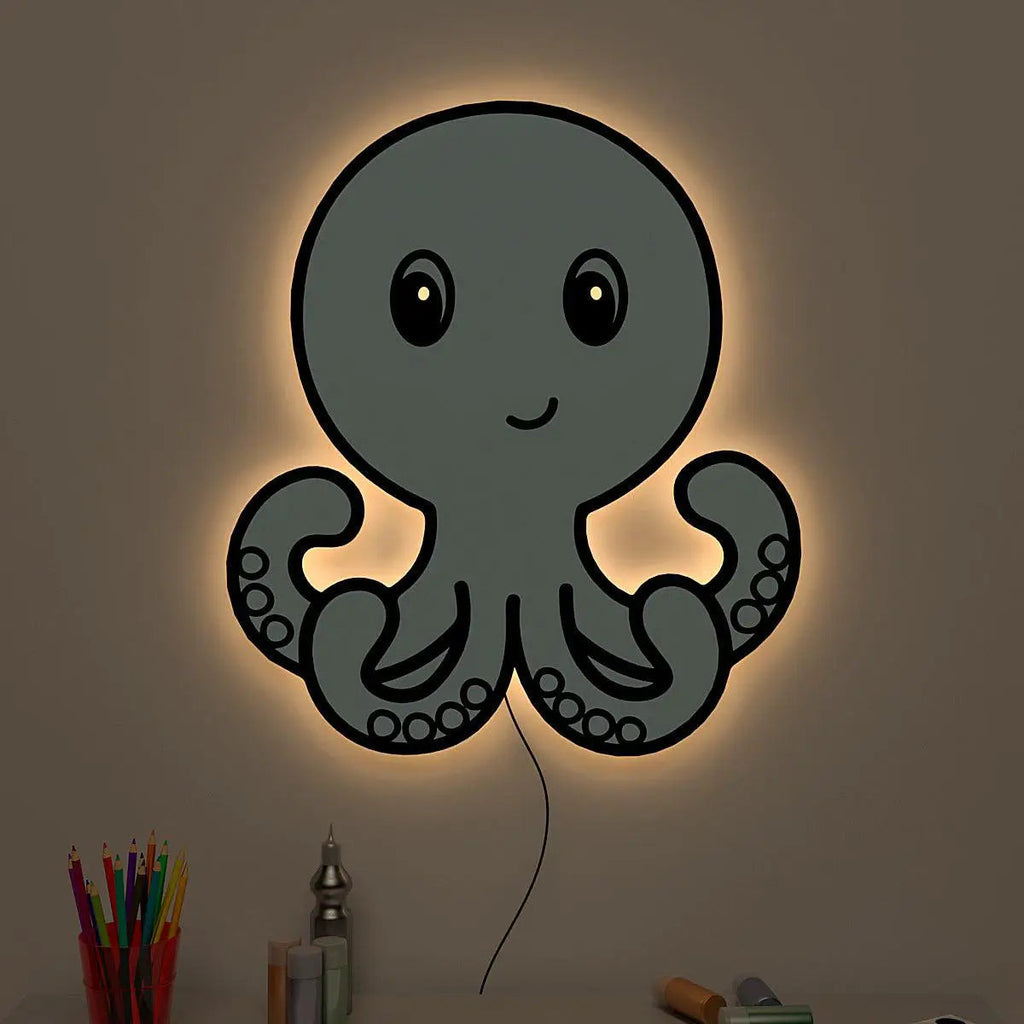Baby Octopus Backlit Wooden Wall Décor with Remote