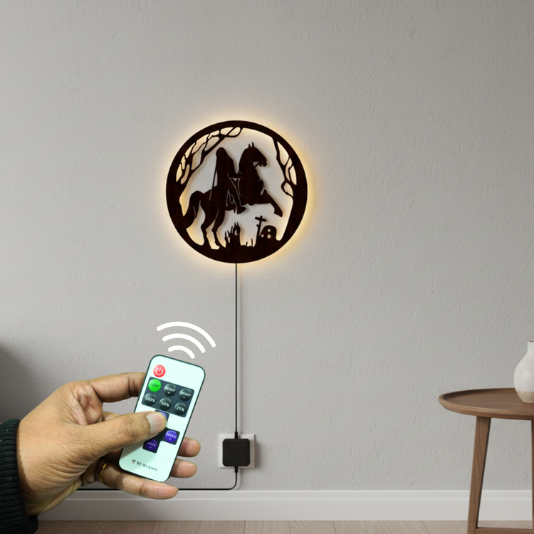 Ghost Rider Backlit Wooden Wall Decor with LED Night Light With Remote