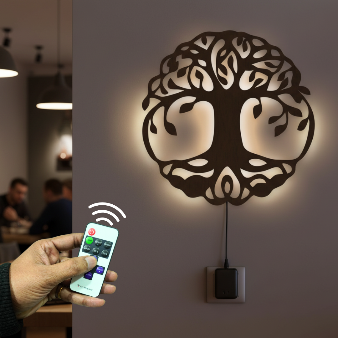 Beautiful Life of Tree Backlit Wooden Wall Decor with LED Night Light With Remote