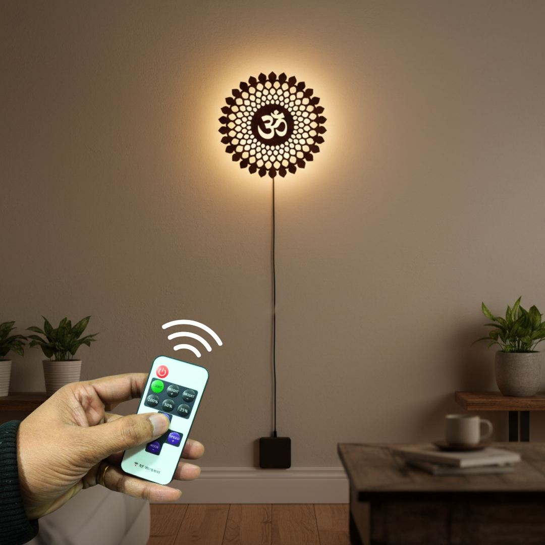 Beautiful OM Mandala Backlit Wooden Wall Hanging with LED And Remote
