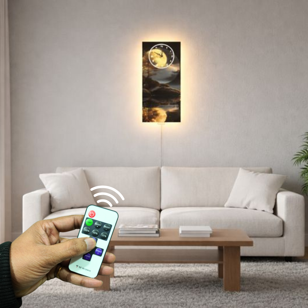 Lakeside Moonlight Wall Clock With Light