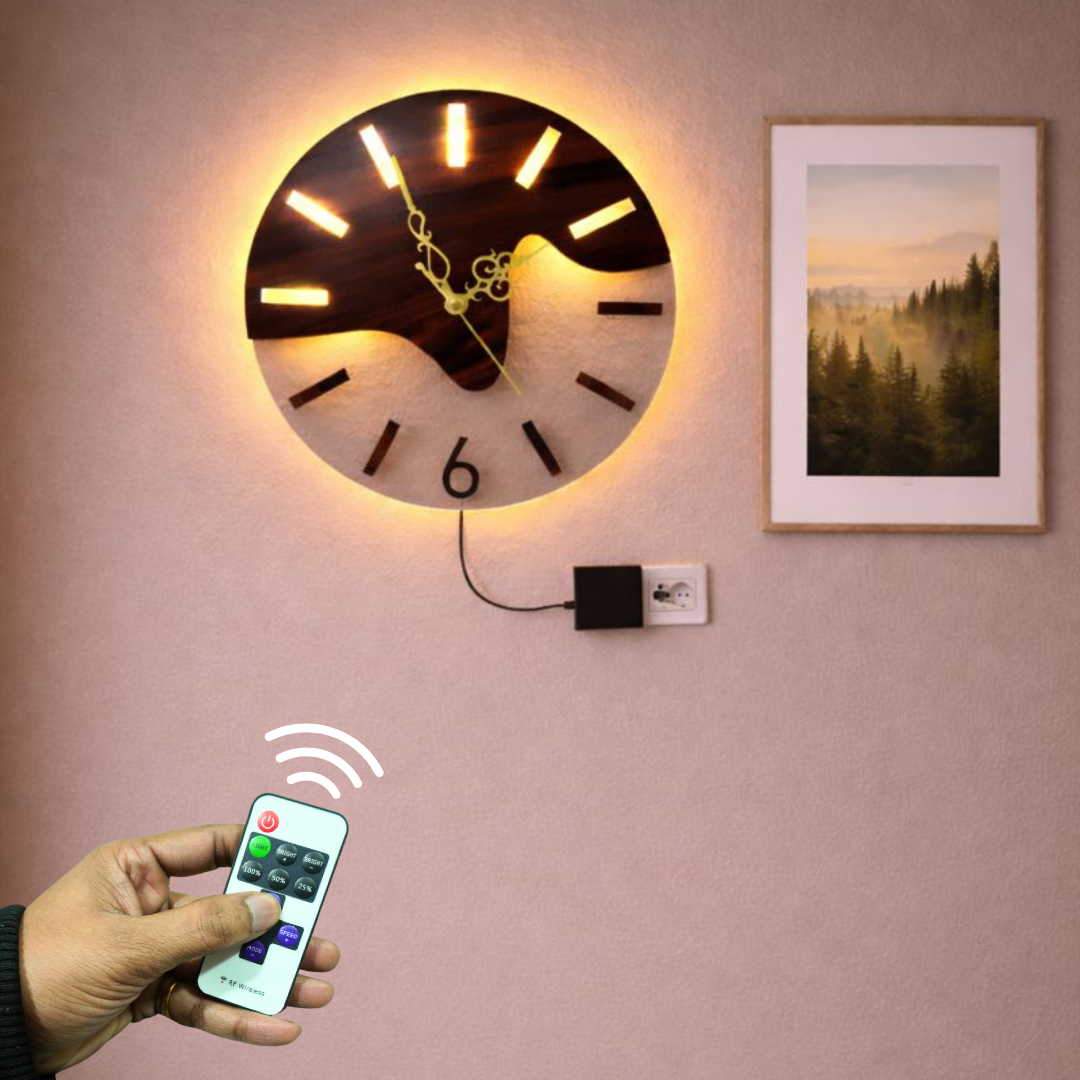 Dual Tone Acrylic Wall clock With LED Backlight and Remote
