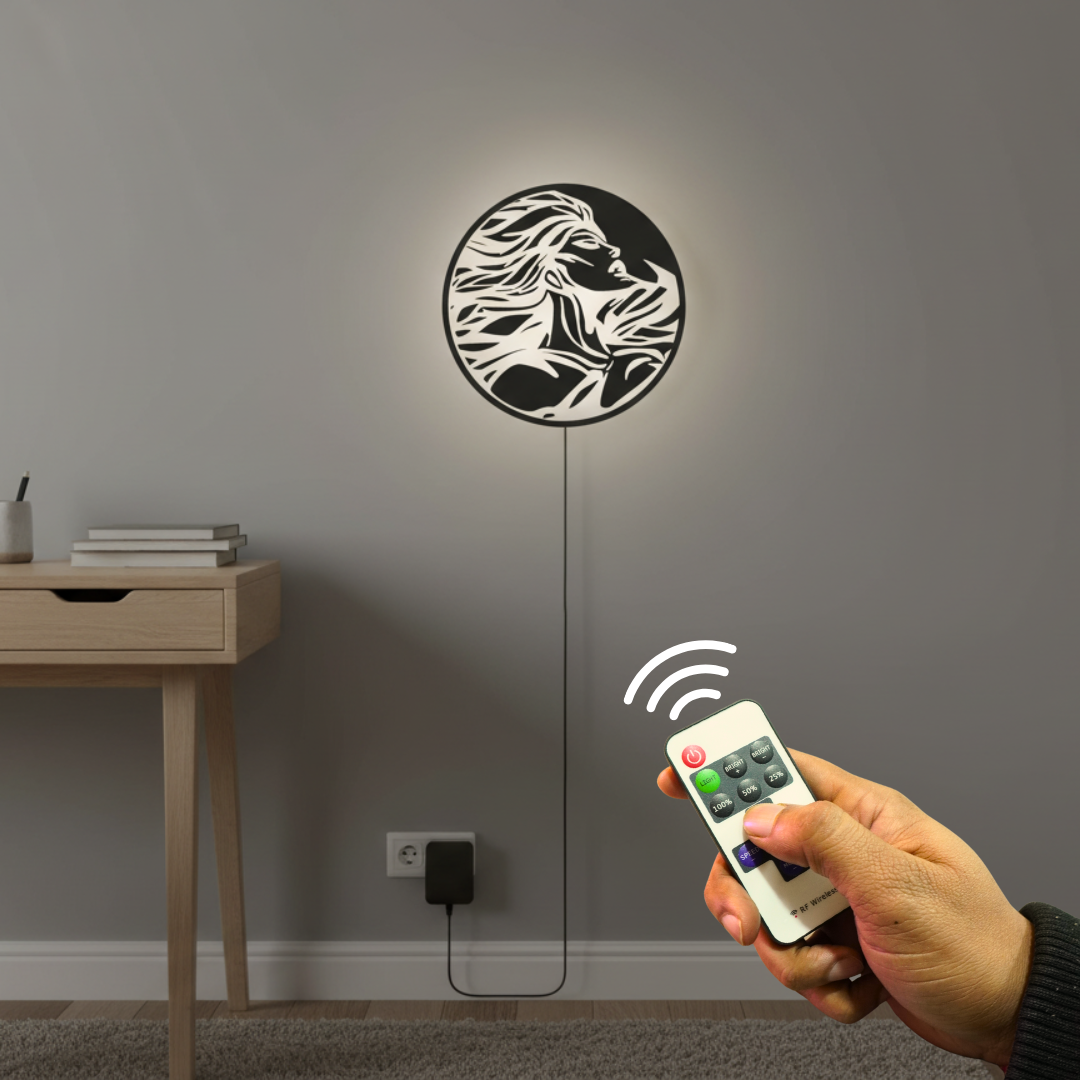 Beautiful Design Modern Backlit Art Wooden Wall Hanging with LED Night Light With Remote
