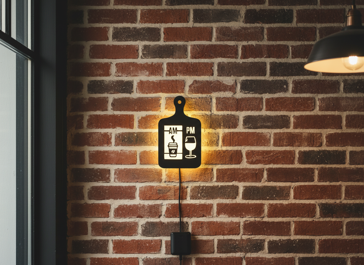 Cooking Pan-shaped Kitchen Backlit Wall Art for Chefs with Remote