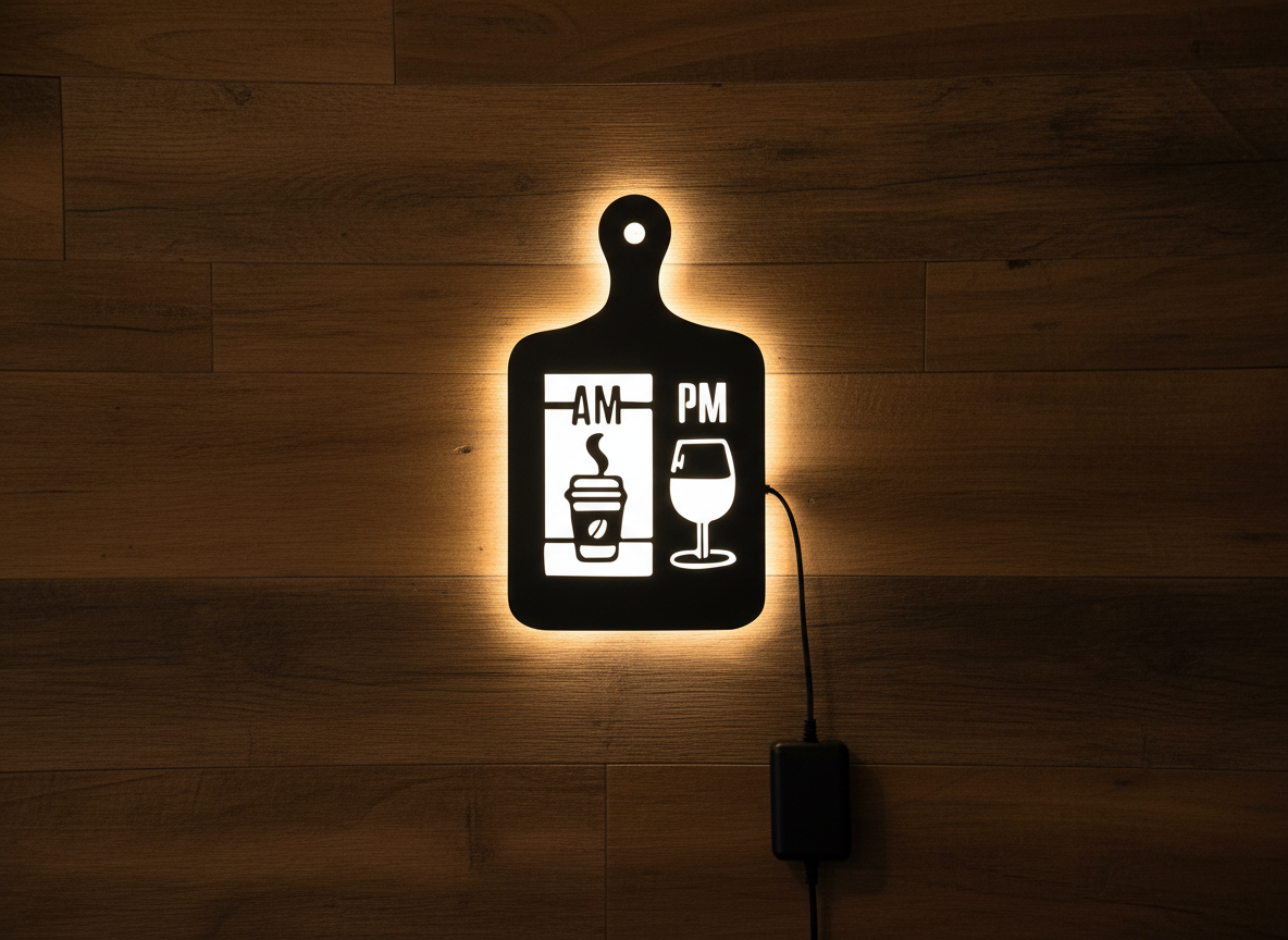 Cooking Pan-shaped Kitchen Backlit Wall Art for Chefs with Remote