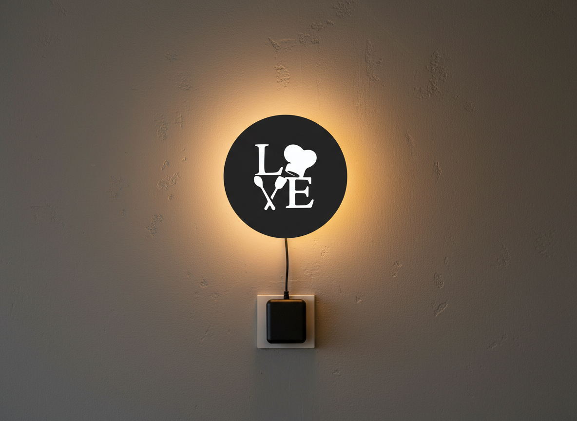 Love for Cooking Backlit Wall Art for Kitchen Decor with Remote