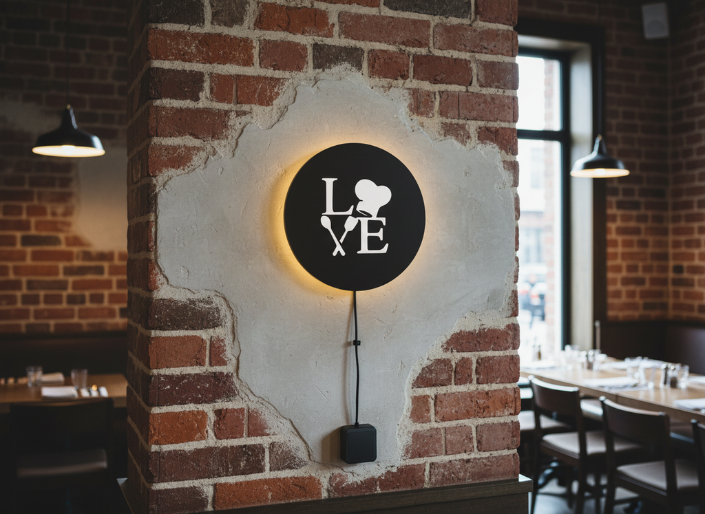 Love for Cooking Backlit Wall Art for Kitchen Decor with Remote