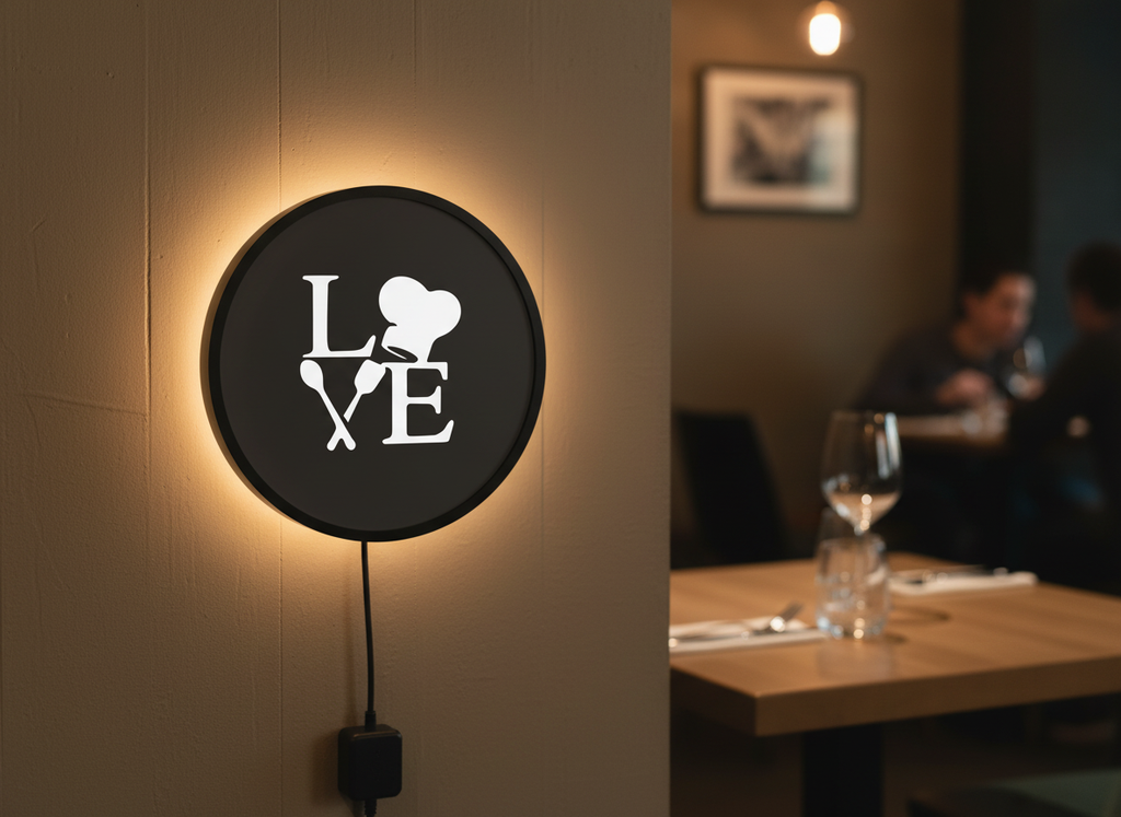 Love for Cooking Backlit Wall Art for Kitchen Decor with Remote