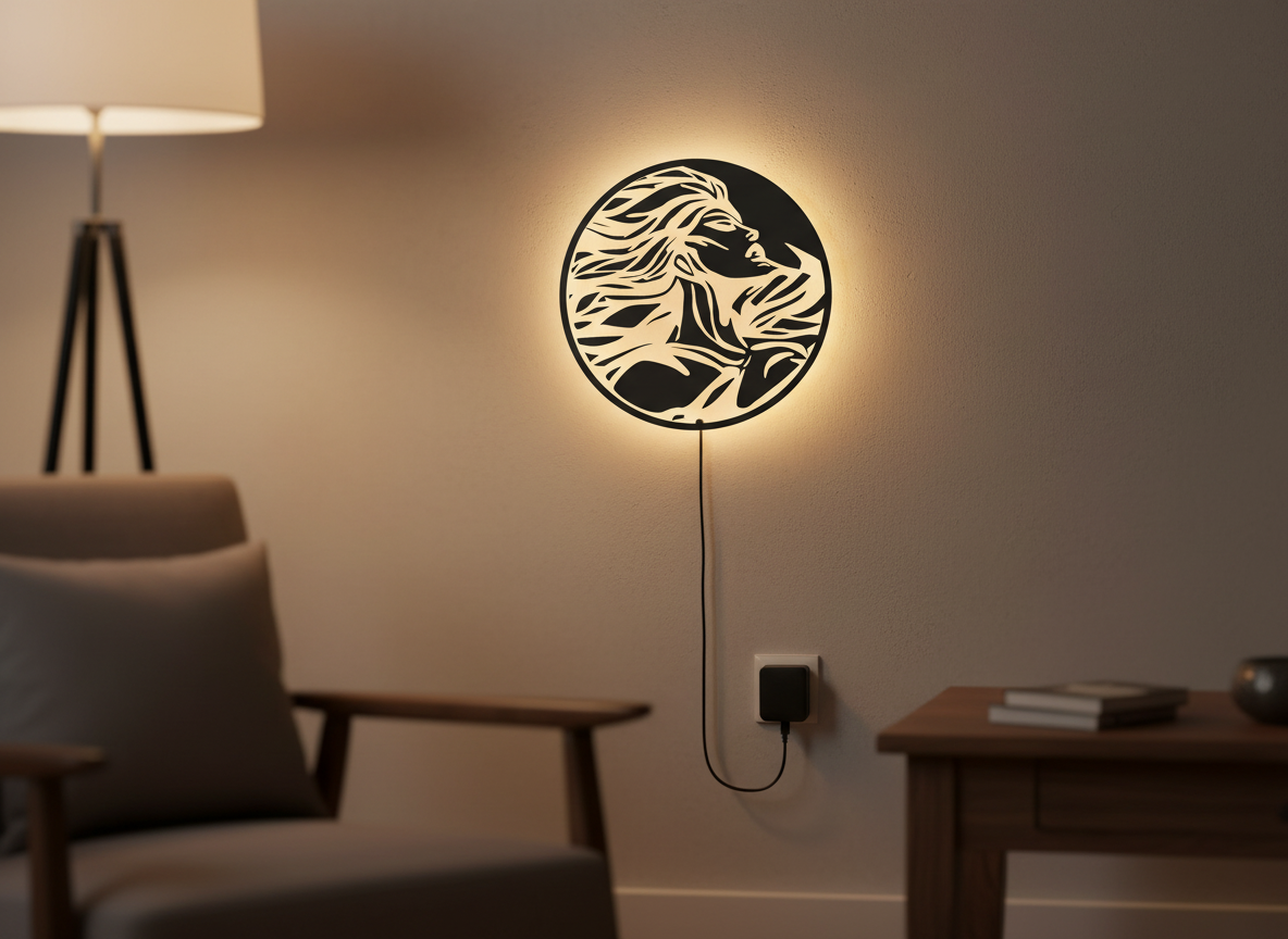 Beautiful Design Modern Backlit Art Wooden Wall Hanging with LED Night Light With Remote