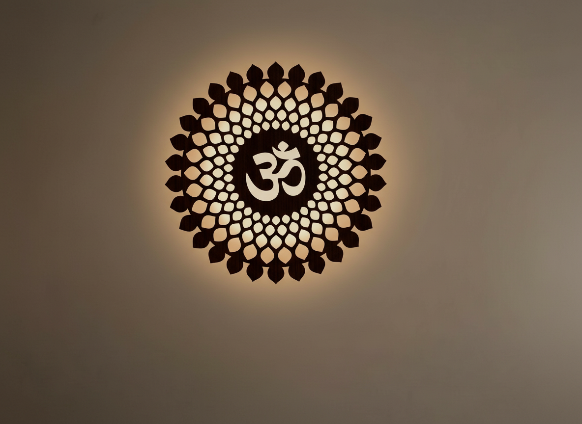 Beautiful OM Mandala Backlit Wooden Wall Hanging with LED And Remote