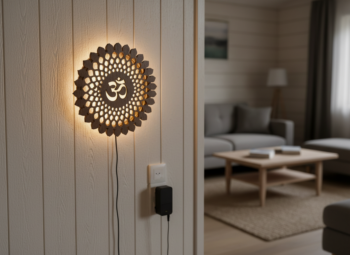 Beautiful OM Mandala Backlit Wooden Wall Hanging with LED And Remote