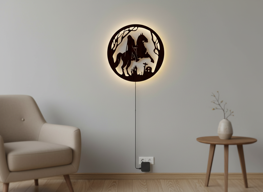 Ghost Rider Backlit Wooden Wall Decor with LED Night Light With Remote
