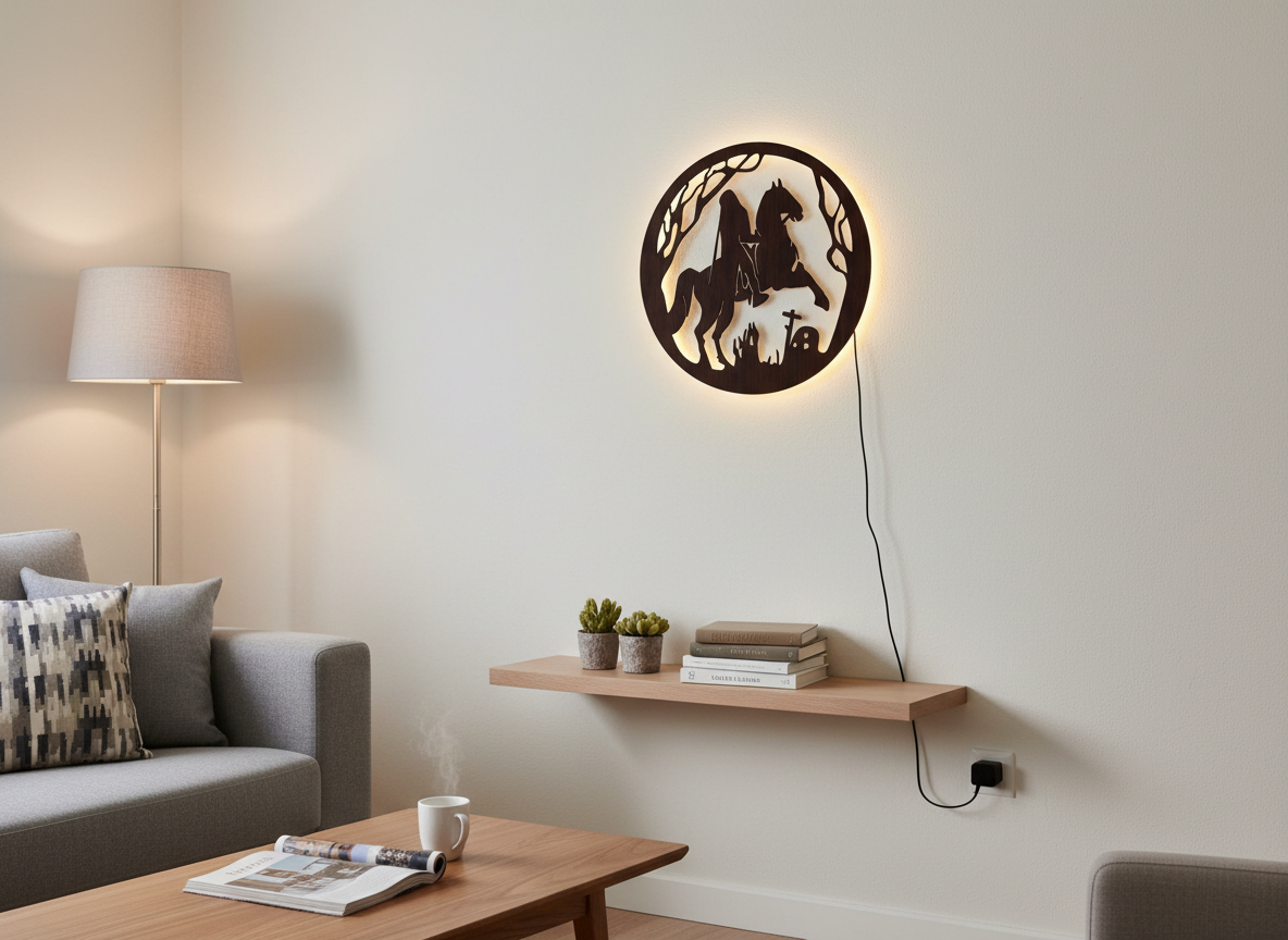 Ghost Rider Backlit Wooden Wall Decor with LED Night Light With Remote