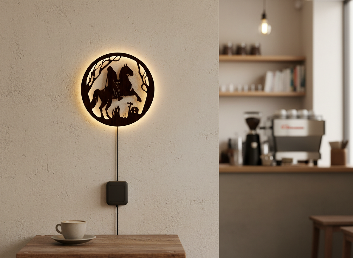 Ghost Rider Backlit Wooden Wall Decor with LED Night Light With Remote